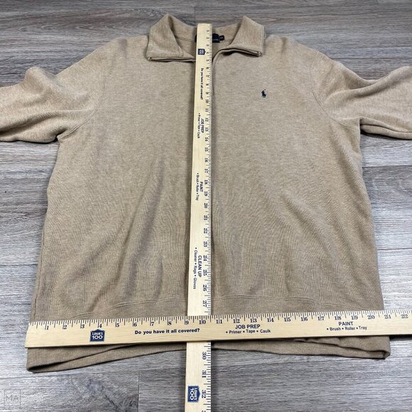 Polo Ralph Lauren Men's Quarter Zip Pullover Sweater Size XL Tan - Picture 6 of 8